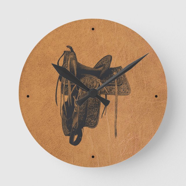Vintage Western hässadel Rund Klocka (Framsida)