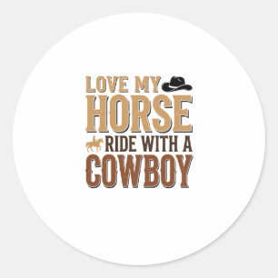 Vintage Western-häst och cowboy-citat t-shirt desi Runt Klistermärke