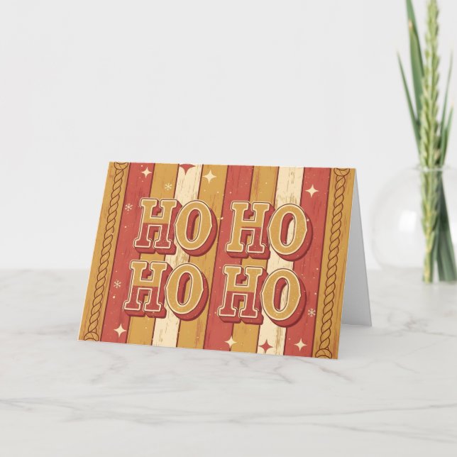 Vintage Western Ho Ho Ho jul Helgkort (Framsida)