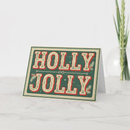 Vintage Western Holly Jolly Jul Helgkort