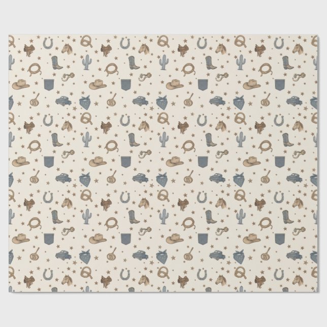 Vintage Western-ikoner Mönster Presentpapper (Platt)