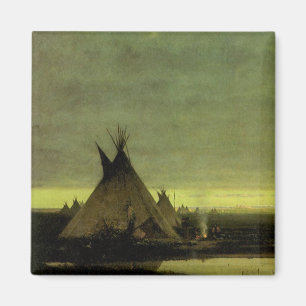 Vintage Western, Indian Camp at Dawn av Tavernier Magnet