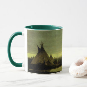 Vintage Western, Indian Camp at Dawn av Tavernier Mugg