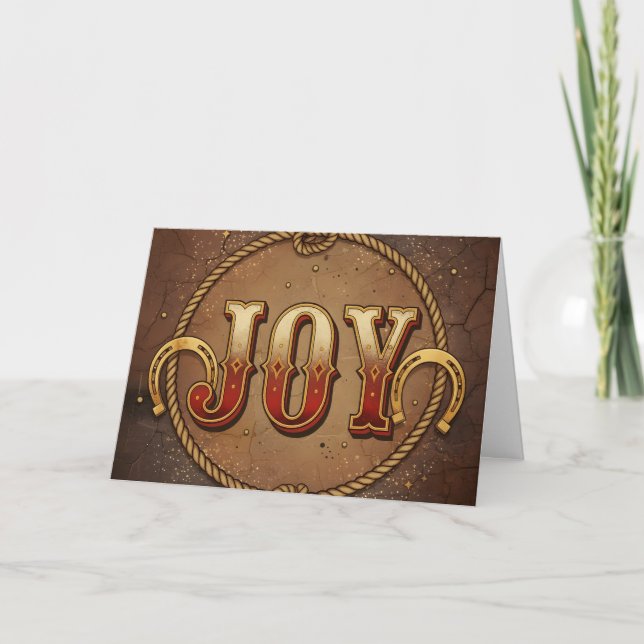 Vintage Western Joy Jul Helgkort (Framsida)