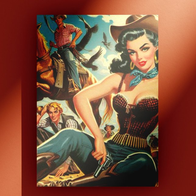 Vintage Western Land Girl Vykort (Skapare uppladdad)