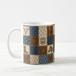 Vintage Western Lapptäcke Mönster Kaffemugg