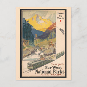 Vintage Western nationalparksresa i Tåg Vykort
