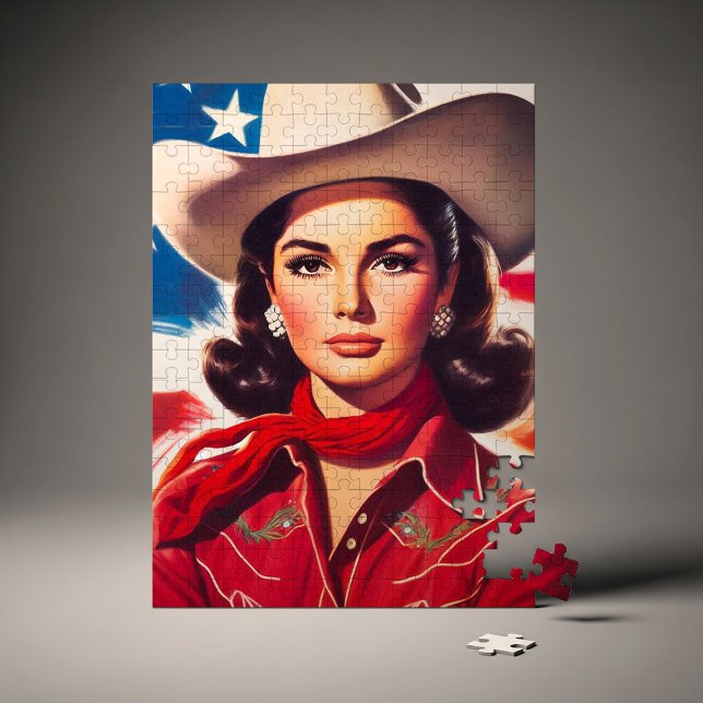 Vintage Western Pin-up Pussel (Skapare uppladdad)