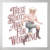 Vintage Western Pinup Girl Cowgirl Boots Snarky