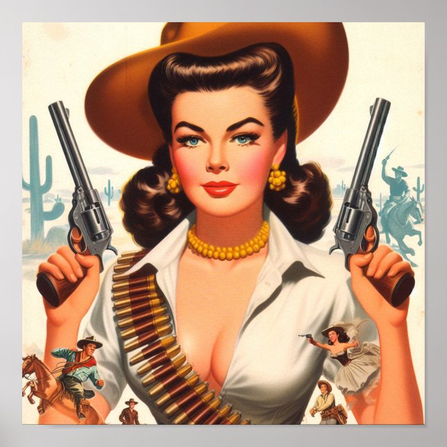 Vintage Western Pinuppa Poster (Framsidan)