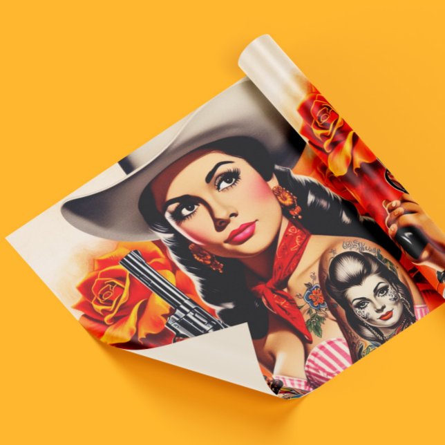 Vintage Western Pinuppa Presentpapper (Skapare uppladdad)