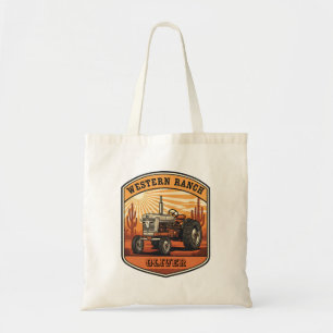 Vintage Western Ranch Traktor Öken Solnedgång Tygkasse