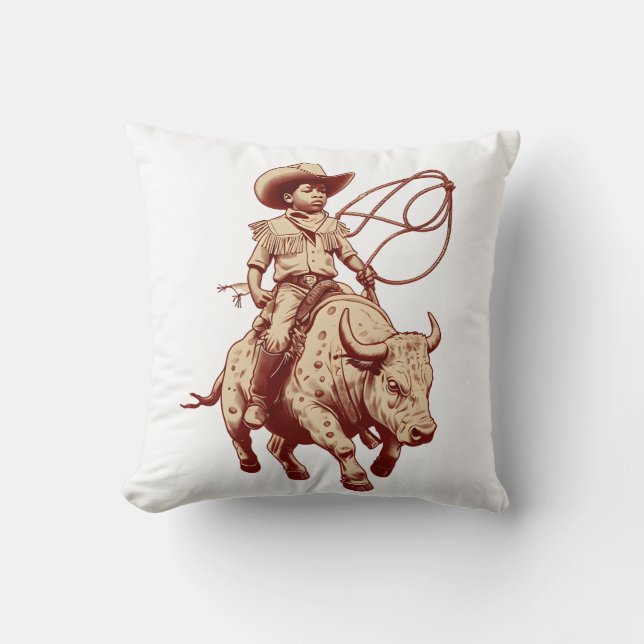 Vintage Western Ride Proud Little Cowboy Kudde (Framsida)