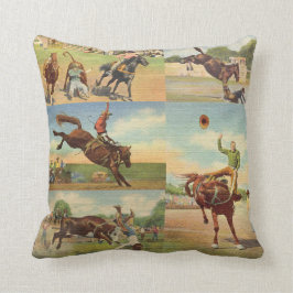 Vintage Western Rodeo Events Cowboys Horses Bulls Kudde