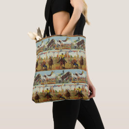Vintage Western Rodeo Events Cowboys Horses Bulls  Tygkasse