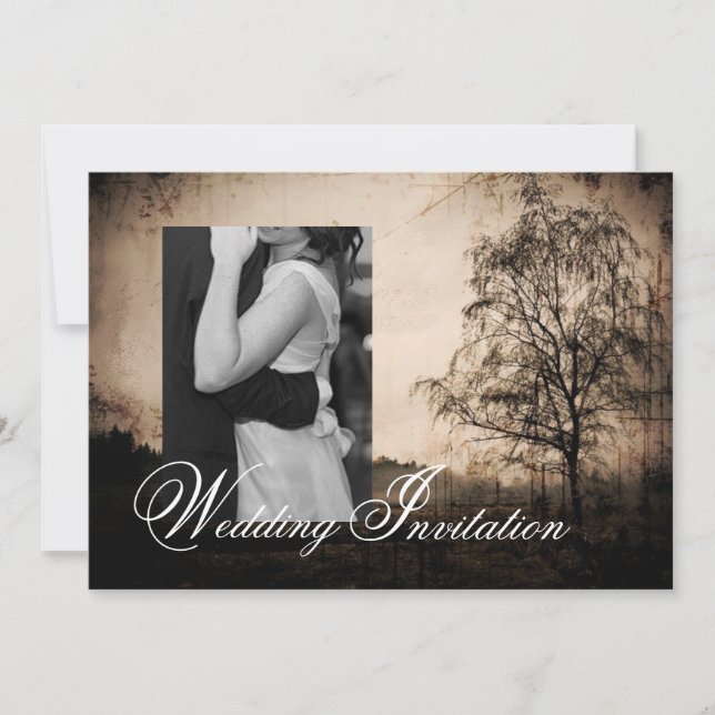 Vintage Western Rustik Bröllopsinbjudan Inbjudningar (Framsida)