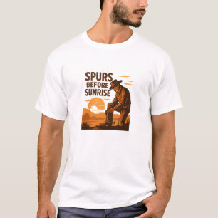 Vintage Western Sporrar Före Soluppgång Grafik T Shirt