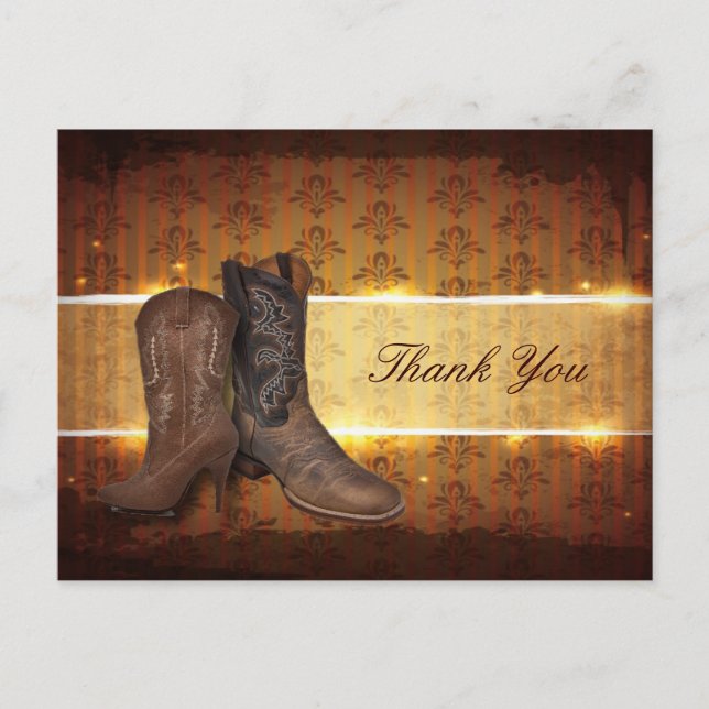 vintage westerna cowboyen bröllop tackar dig vykort (Framsida)