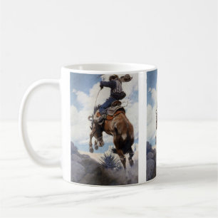 Vintage Westerna Cowboys, Bucking by NC Wyeth Kaffemugg