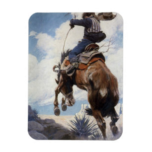 Vintage Westerna Cowboys, Bucking by NC Wyeth Magnet