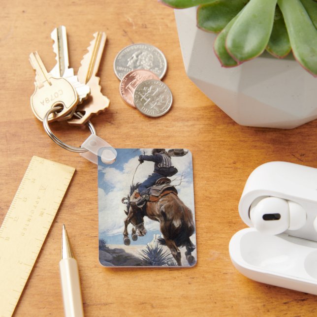 Vintage Westerna Cowboys, Bucking by NC Wyeth Nyckelring (Skrivbord)