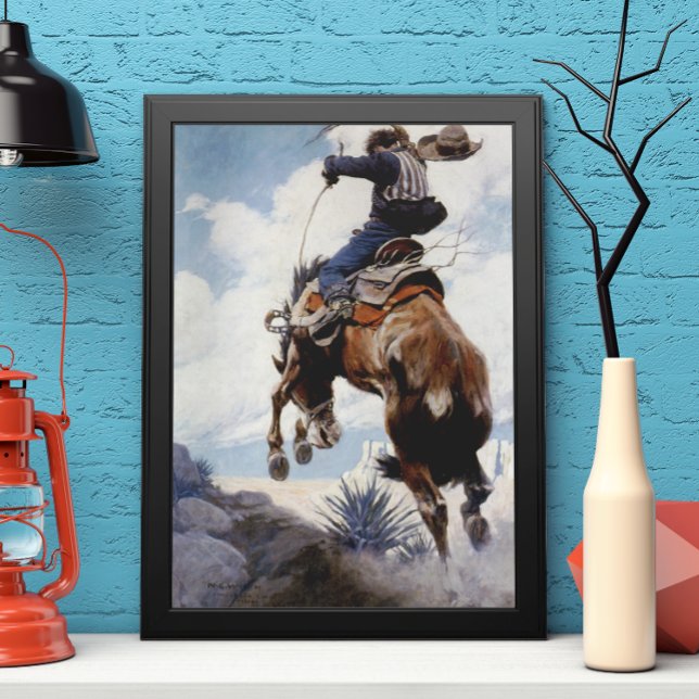 Vintage Westerna Cowboys, Bucking by NC Wyeth Poster (Skapare uppladdad)