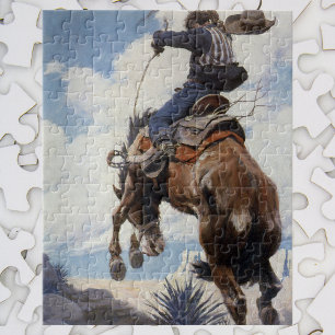 Vintage Westerna Cowboys, Bucking by NC Wyeth Pussel
