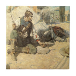 Vintage Westerna Cowboys, Hopalong by NC Wyeth Kakelplatta
