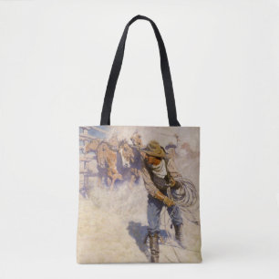 Vintage Westerna Cowboys, i korral av NC Wyeth Tygkasse