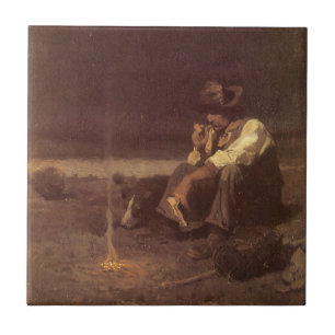 Vintage Westerna Cowboys, Plains Herder av NC Wyet Kakelplatta
