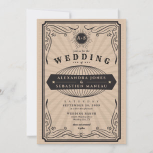 Vintage Westerna Land QR-koden Rustic Bröllop Inbjudningar