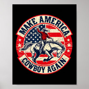 Vintage Westerna Rodeo USA flagga gör Amerika till Poster