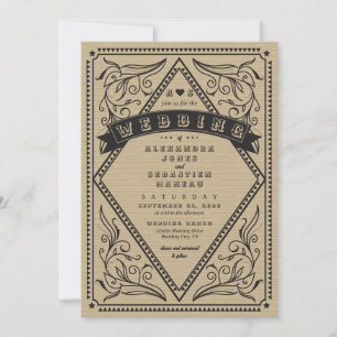 Vintage Westerna Rustic Land QR-koden Bröllop Inbjudningar