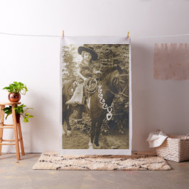Vintage Westernare Cowgirl Kid on Horse-Lg. Skriv Tyg