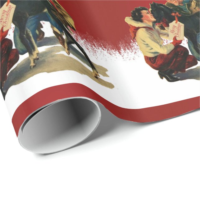 Vintage Westernare häst för jul Presentpapper (Rullad Hörn)