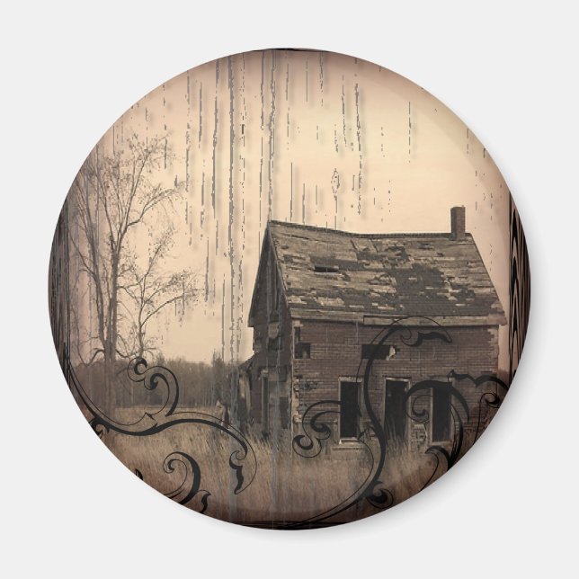 Vintage Westernt Landsbyggsbröllop från Rustic-anl Magnet (Framsidan)