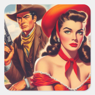 Vintage Westernt par Fyrkantigt Klistermärke