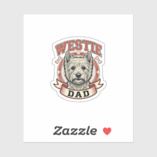 Vintage Westie Pappa Hundälskare T-Shirt Design_1 Klistermärken