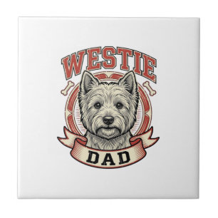 Vintage Westie Pappa Hundälskare Tröja Design_1 Kakelplatta