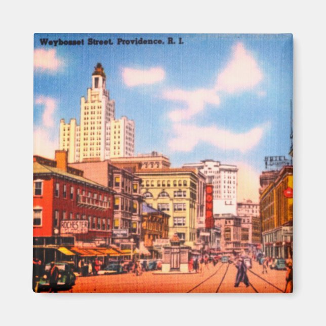 Vintage Weybosset Street, Providence, RI Magnet (Framsidan)