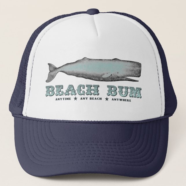 Vintage Whale Beach Bum Hat Truckerkeps (Framsida)