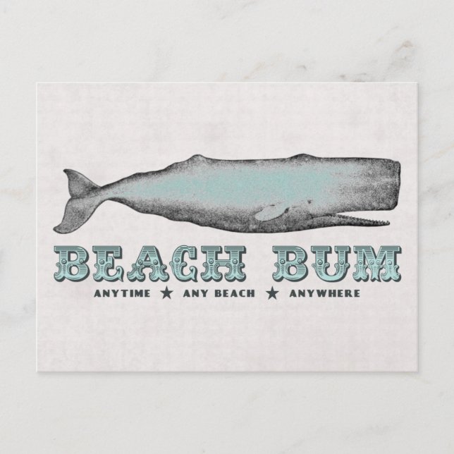 Vintage Whale Beach Bum Vykort (Framsida)