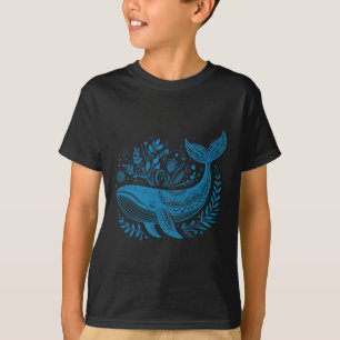 Vintage Whale Blommigt 90s Marine Biology Animal S T Shirt
