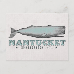 Vintage Whale Nantucket Massachusetts Inc 1671 Vykort