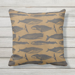 Vintage Whale Pillow Kudde