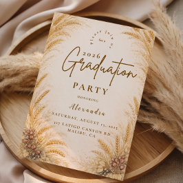 Vintage Wheat Field Graduation Party Inbjudningar