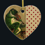 Vintage Whimsical Romantic Frog med Violin Julgransprydnad Keramik<br><div class="desc">Vintage Romantic Whimsical Illustration of söt groda serenading with violin. Illustration från ett tidigt 1900-tal</div>
