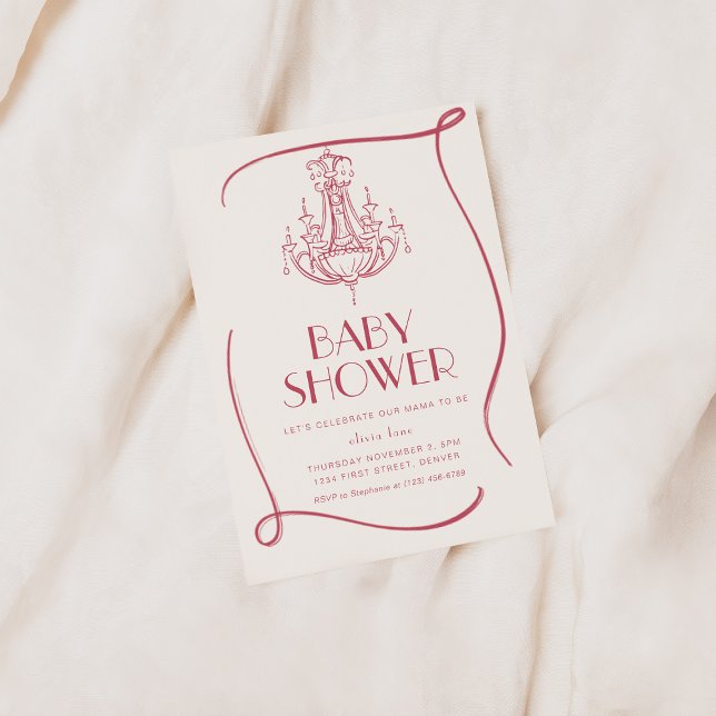 Vintage Whimsical Rosa Baby Shower Inbjudan (Skapare uppladdad)
