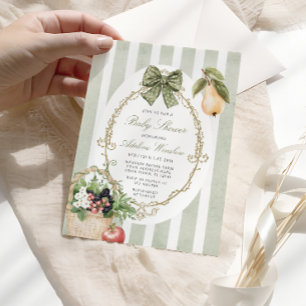 Vintage Whimsical Sage Baby Shower Inbjudningar