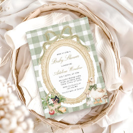 Vintage Whimsical Sage Baby Shower Inbjudningar